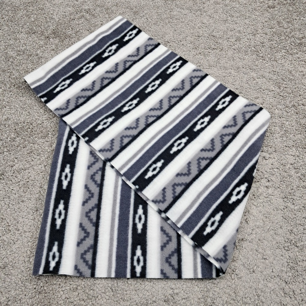 Southwestern Fleece Infinity Scarf Black Grey White Geometric Tribal Loop